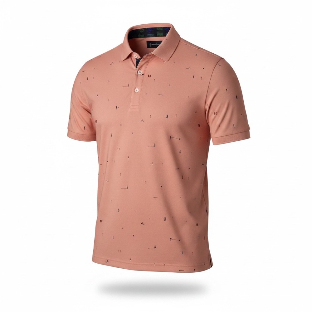 William Murray Men's Short Sleeve Golf Performance Polo Shirt Peach Size Small